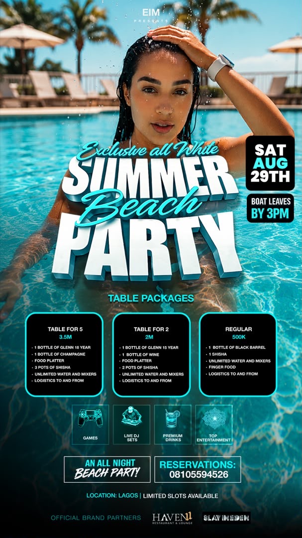 Exclusive all white summer beach party